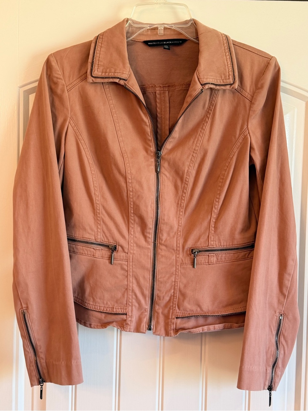 White House Black Market Women's Dusty Rose Zip Jacket
